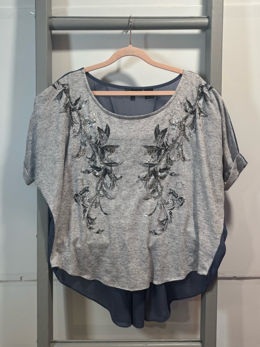 Miss Me women small Embellished oversize Top, Y2K, 90s, beaded, bohemian, indie